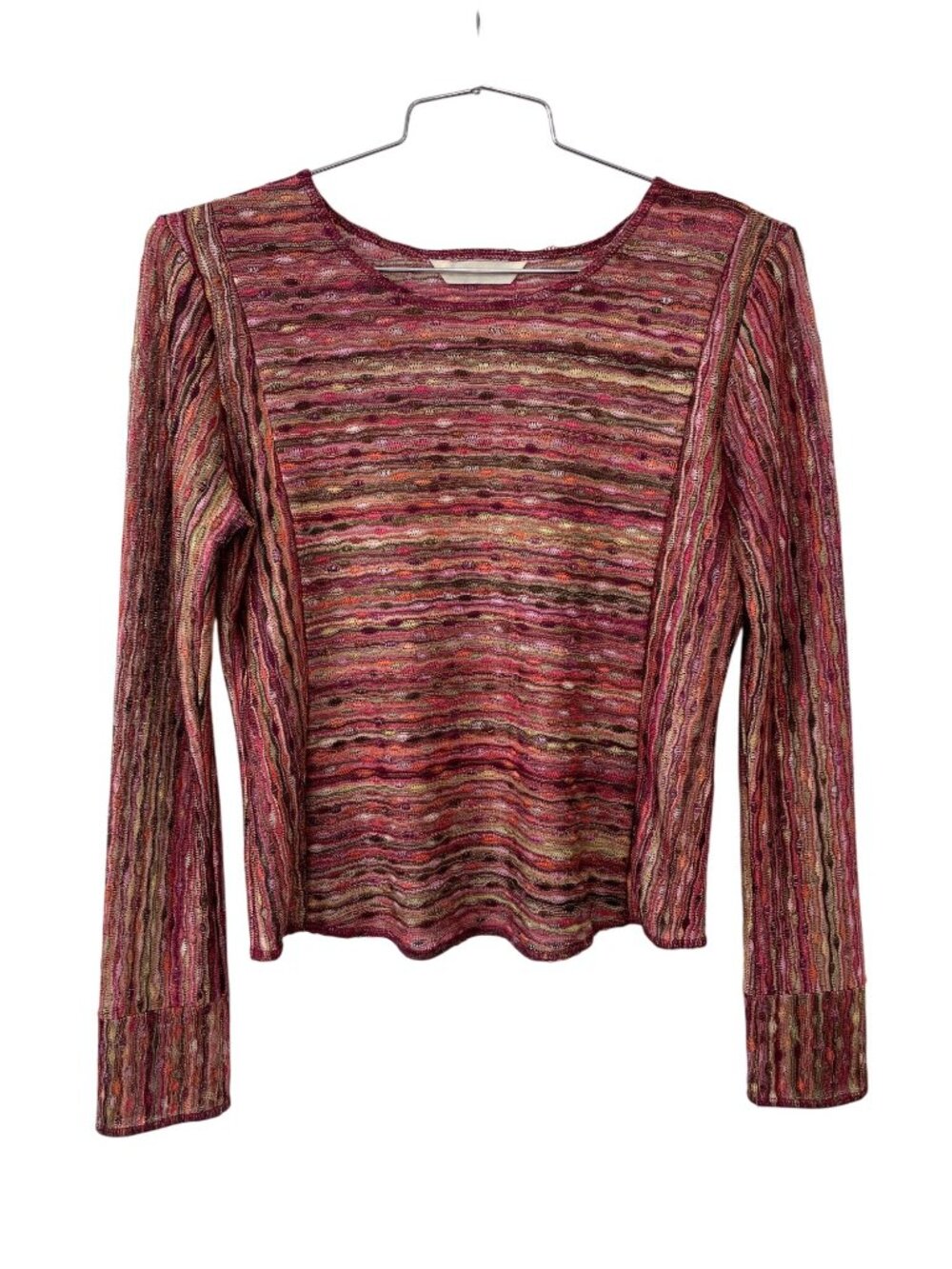 Y2K Melrose Studio Sweater Top Medium Crewneck Long Sleeve Multicolor Knit NEW